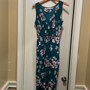 Green and flower romper